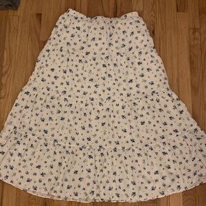 Forever 21 White and Blue Floral Maxi Skirt